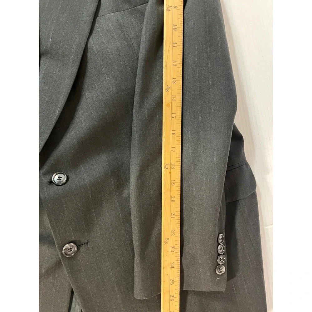 Kilburne and Finch Suit Mens 46L W40 Gray Excellent Wool Blend Pinstripe‎ 2pc